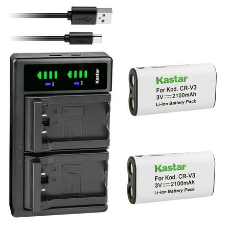 Kastar 2-Pack CR-V3 Battery and LTD2 USB Charger Replacement for Samsung Digimax V4000, Digimax V5, Digimax V6, Digimax V70, Digimax V50, Digimax A400, Digimax A40, Digimax A4, Digimax A5, Digimax A6
