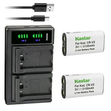 Kastar 2-Pack CR-V3 Battery and LTD2 USB Charger Replacement for Vivitar V3315, V3330, V3675, V3695, V3705, V3715, V3730, V3740, V3746, V3755, V3826 Digital Cameras
