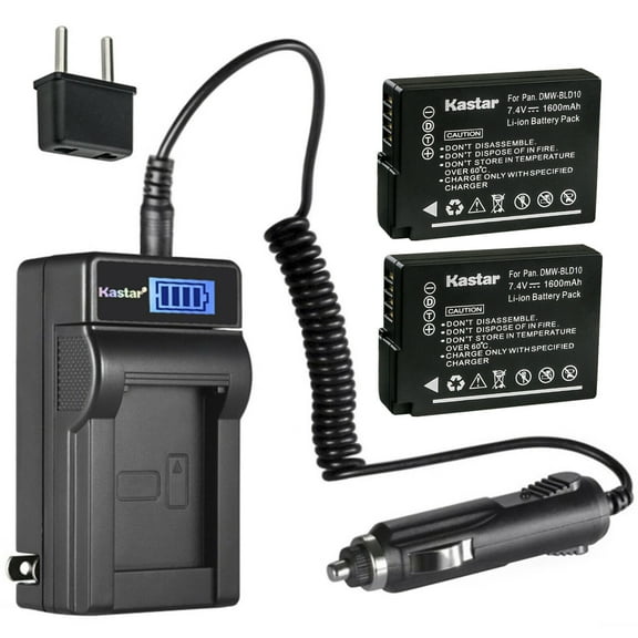 Kastar 2-Pack DMW-BLD10 Battery and LCD AC Charger Compatible with Panasonic DMW-BLD10, DMW-BLD10E, DMW-BLD10PP Battery, Panasonic DE-A93 DE-A93B, DE-A94 DE-A94B Charger, Panasonic DMC-GX1 G3 GF2