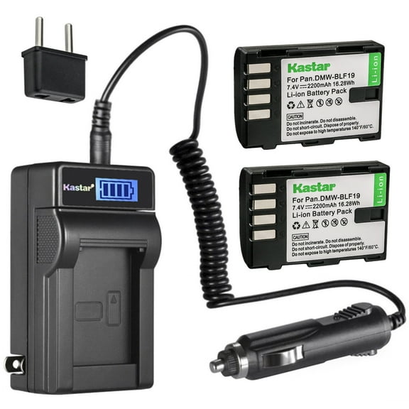 Kastar 2-Pack DMW-BLF19 Battery and LCD AC Charger Compatible with Panasonic Lumix DMC-GH3, Lumix DMC-GH3A, Lumix DMC-GH3AGK, Lumix DMC-GH3GK, Lumix DMC-GH3H, Lumix DMC-GH3HGK, Lumix DMC-GH3KBODY