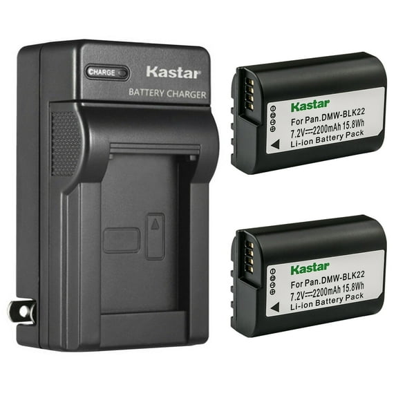 Kastar 2-Pack DMW-BLK22 Battery and AC Wall Charger Replacement for Panasonic Lumix S5 II Mirrorless Camera, Panasonic Lumix S5 IIX Mirrorless Camera, Panasonic Lumix G9 II Mirrorless Camera