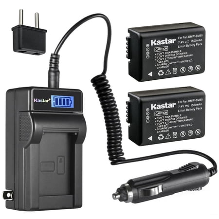 Kastar 2-Pack DMW-BMB9 Battery and LCD AC Charger Compatible with Panasonic Lumix DMC-FZ40, Lumix DMC-FZ45, Lumix DMC-FZ47, Lumix DMC-FZ48, Lumix DMC-FZ60, Lumix DMC-FZ62, Lumix DMC-FZ70 Cameras