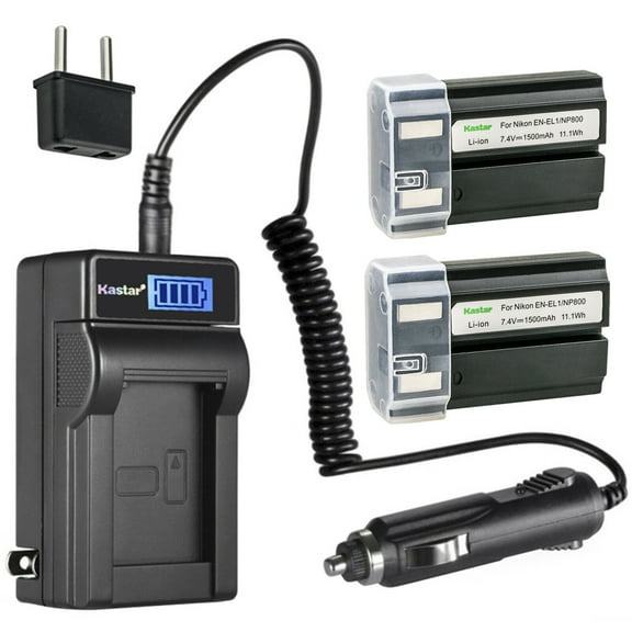 Kastar 2-Pack EN-EL1 Battery and LCD AC Charger Compatible with Nikon EN-EL1 ENEL1, Konica Minolta NP-800 NP800 Battery, Nikon MH-50, MH-52, MH-53, Konica Minolta BC-900 Charger