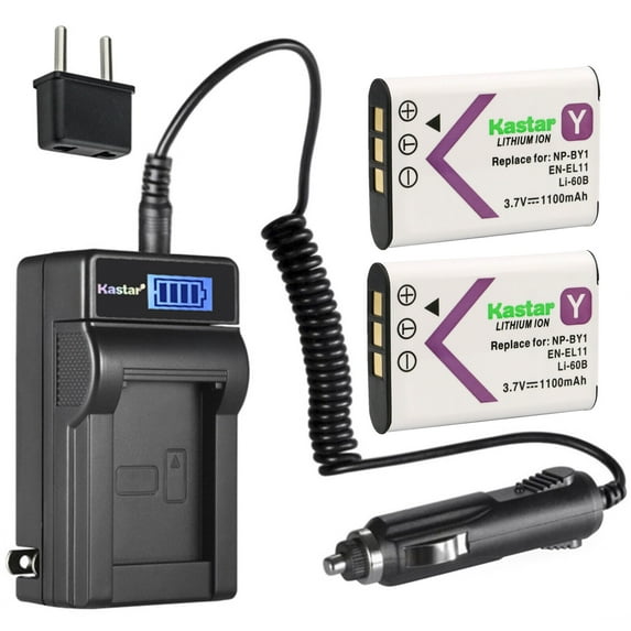 Kastar 2-Pack EN-EL11 Battery and LCD AC Charger Compatible with Nikon EN-EL11 ENEL11 Battery, Nikon MH-64 MH64 Charger, NIKON COOLPIX S550 COOLPIX S560 Digital Cameras