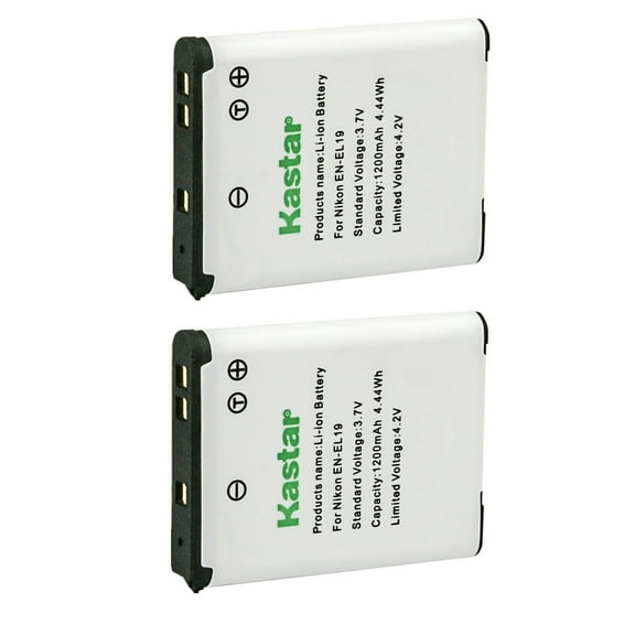 Kastar 2-Pack EN-EL19 Battery Replacement for Nikon EN-EL19 ENEL19 Battery, MH-66 MH66 Charger, Nikon Coolpix S4400, Coolpix S5200, Coolpix S5300, Coolpix S6400, Coolpix S6500, Coolpix S6600 Camera