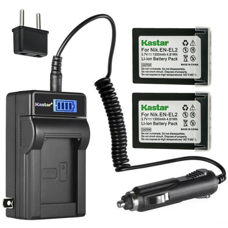 Kastar 2-Pack EN-EL2 Battery and LCD AC Charger Compatible with