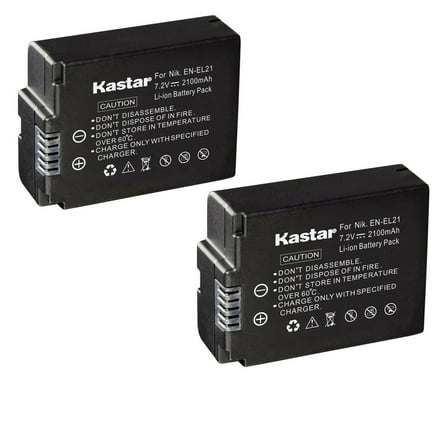 Kastar 2-Pack EN-EL21 Battery Replacement for Nikon EN-EL21 ENEL21 Battery, Nikon MH-28 MH28 Charger, Nikon 1 V2 Digital Camera, Nikon 1V2 Digital Camera