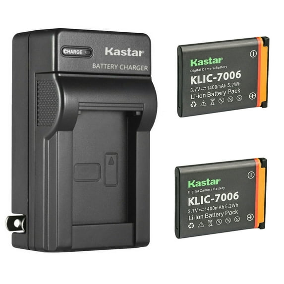 Kastar 2-Pack K7006 Battery and AC Wall Charger Replacement for Kodak Easyshare Touch M577, Easyshare MD30 PixPro FZ51 (KDK-FZ-51BL) PixPro FZ52 PixPro FZ53 PixPro SL5 Smart Lens Digital Cameras