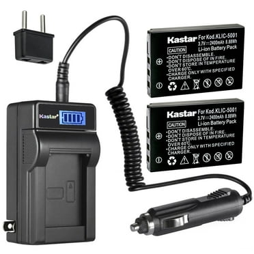 Kastar 2-Pack KLIC-5001 Battery and LCD AC Charger Compatible with Kodak KLIC-5001, K5001, 1054062, 1064062 Battery, Kodak EasyShare Z760 Zoom, EasyShare Z7590, EasyShare Z7590 Zoom Camera