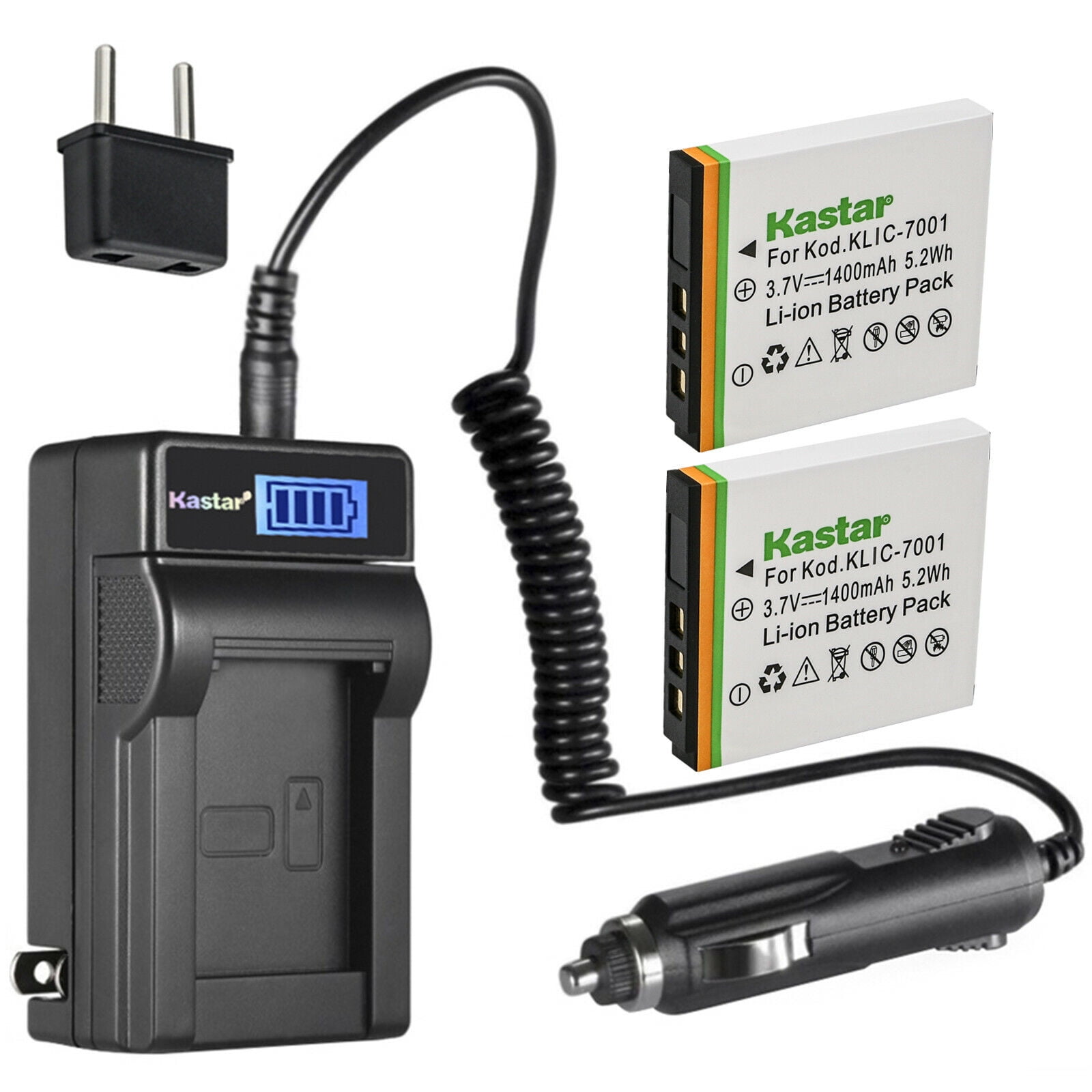 Kastar 2-Pack KLIC-7001 Battery and LCD AC Charger Compatible with
