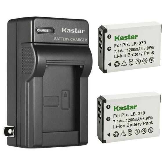 Kastar 2-Pack LB-070 Battery and AC Wall Charger Replacement for Kodak LB-070 LB070 Battery, Kodak Pixpro AZ651, Kodak Pixpro AZ651 Astro Zoom, Kodak Pixpro AZ652, Kodak Pixpro AZ652 Astro Zoom