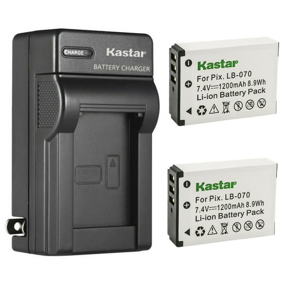 Kastar 2-Pack LB-070 Battery and AC Wall Charger Replacement for Kodak LB-070 LB070 Battery, Kodak Pixpro AZ651, Kodak Pixpro AZ651 Astro Zoom, Kodak Pixpro AZ652, Kodak Pixpro AZ652 Astro Zoom