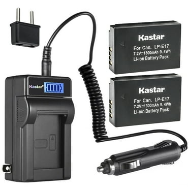Kastar 2-Pack LP-E17 Battery and LCD AC Charger Compatible with Canon LP-E17 LPE17, 9967B02 Battery, Canon KISS X8i, KISS X9i Camera, Canon Camera Grip BG-E18, BG-E18 IR