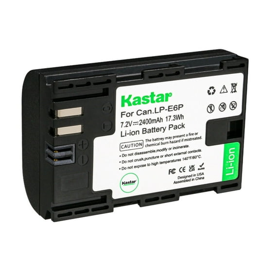 Kastar 2-Pack LP-E6P Rechargeable High-amperage Lithium-ion Battery Replacement for Canon LPE6P Battery, Canon LC-E6 and Canon LC-E6E battery chargers, Canon EOS R5 Mark II Mirrorless Camera