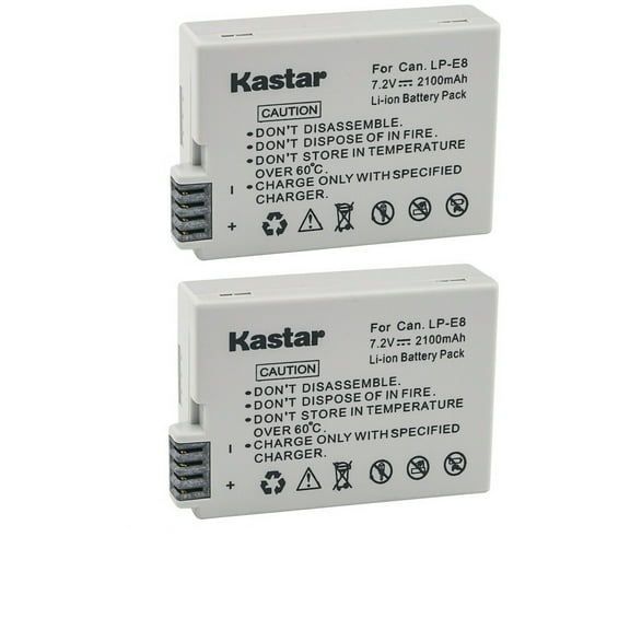 Kastar 2-Pack LP-E8 Battery Replacement for Canon EOS Rebel T2i, EOS Rebel T3i, EOS Rebel T4i, EOS Rebel T5i, EOS 550D, EOS 600D, EOS 650D, EOS 700D, EOS Kiss X4, EOS Kiss X5, EOS Kiss X6 Camera
