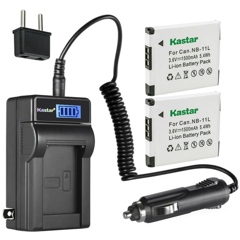 Kastar 2-Pack NB-11L Battery and LCD AC Charger Compatible with