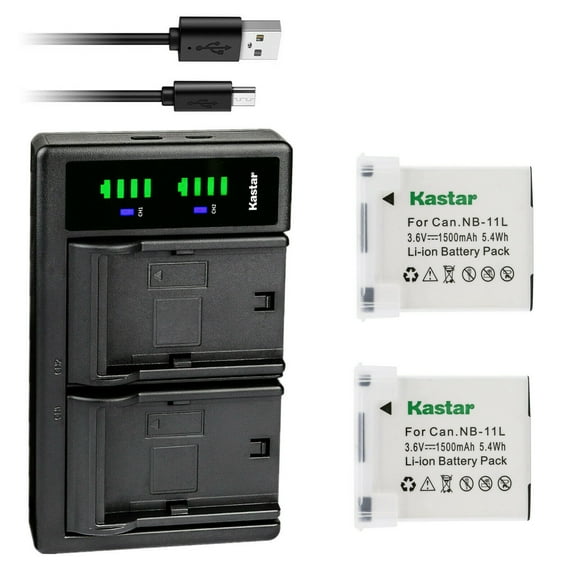 Kastar 2-Pack NB-11L Battery and LTD2 USB Charger Replacement for Canon NB-11L NB11L, NB-11LH NB11LH Battery, Canon CB-2LD CB-2LDE, CB-2LF CB-2LFE Charger, Canon IXY 220F, IXY 420F, A4050 Camera