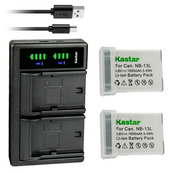 Kastar 2-Pack NB-13L Battery and LTD2 USB Charger Replacement for Canon PowerShot SX740 HS, G1 X Mark III, PowerShot G5 X, PowerShot G5 X II, PowerShot G7 X, PowerShot G7 X Mark II Camera