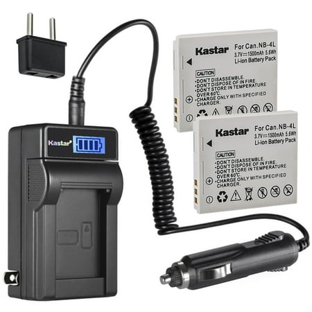 Kastar 2-Pack NB-4L Battery and LCD AC Charger Compatible with Canon PowerShot SD1100 IS, PowerShot SD1400 IS, PowerShot TX1, PowerShot ELPH 100 HS, PowerShot ELPH 300 HS, PowerShot ELPH 310 HS Camera