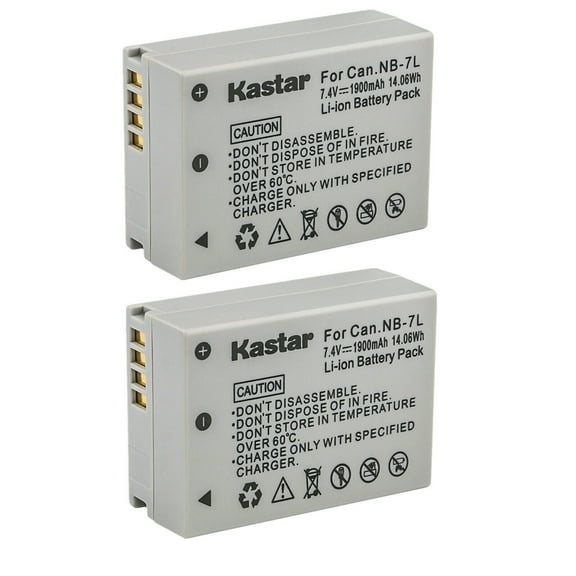 Kastar 2-Pack NB-7L Battery Replacement for Canon NB-7L NB7L, NB-7LH NB7LH Battery, canon CB-2LZ, CB-2LZE Charger