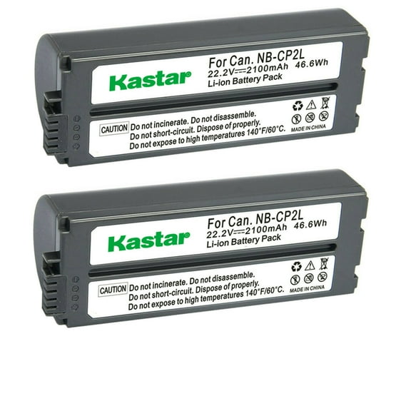 Kastar 2-Pack NB-CP2L Battery 22.2V 2100mAh Replacement for Canon SELPHY CP600, SELPHY CP710, SELPHY CP730, SELPHY CP770, SELPHY CP780, SELPHY CP790, SELPHY CP800 Compact Photo Printer (Color: Gray)