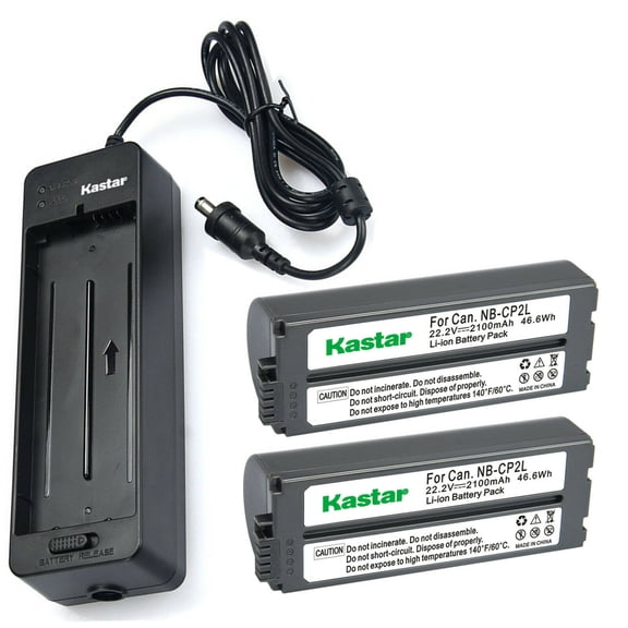Kastar 2-Pack NB-CP2L Gray Battery and CG-CP200 Charger Compatible with Canon SELPHY CP600, SELPHY CP710, SELPHY CP730, SELPHY CP770, SELPHY CP780, SELPHY CP790, SELPHY CP800 Photo Printer