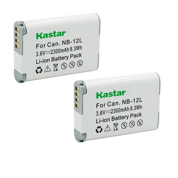 Kastar 2-Pack NB12L Battery 3.6V 2300mAh Replacement for Canon NB-12L, NB-12LH Battery, Canon CB-2LG, CB-2LGE Charger, Canon PowerShot G1 X Mark II, PowerShot N100, VIXIA mini X (LEGRIA mini X) Camera