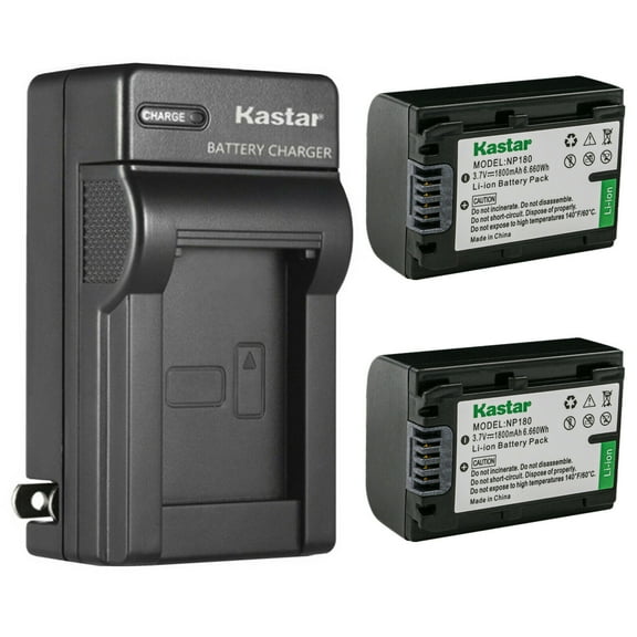 Kastar 2-Pack NP-180 Battery and AC Wall Charger Replacement for Minolta MN2K50NV 2.7K Quad HD /48MP, MN4K25NV 4K Ultra HD, MN4K20NV 4K Ultra HD, MN2K10NV 2.7K Quad HD /48MP IR Night Vision Camcorder