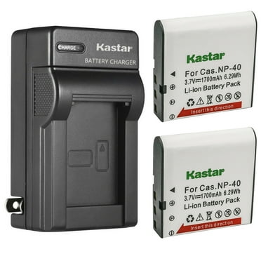 Kastar 2-Pack NP-40 Battery and AC Wall Charger Replacement for Minolta MN4K100Z 4K Ultra HD, Minolta MN4K30NV 4K Ultra HD / 30 MP, Minolta MN100HDZ 1080P HD Camcorder w/10x Optical Zoom Camcorder