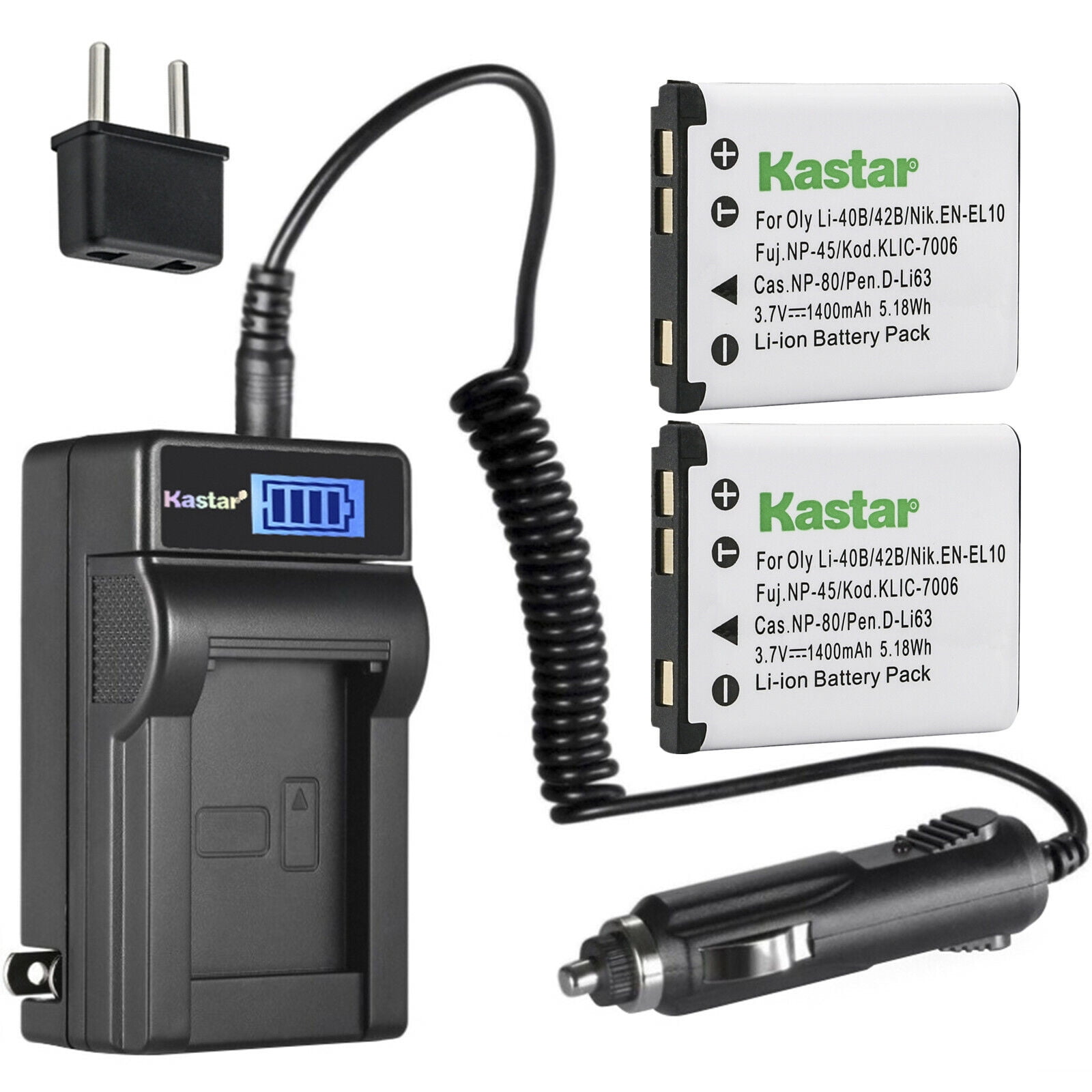 Kastar 2-Pack NP-45 Battery and LCD AC Charger Compatible with