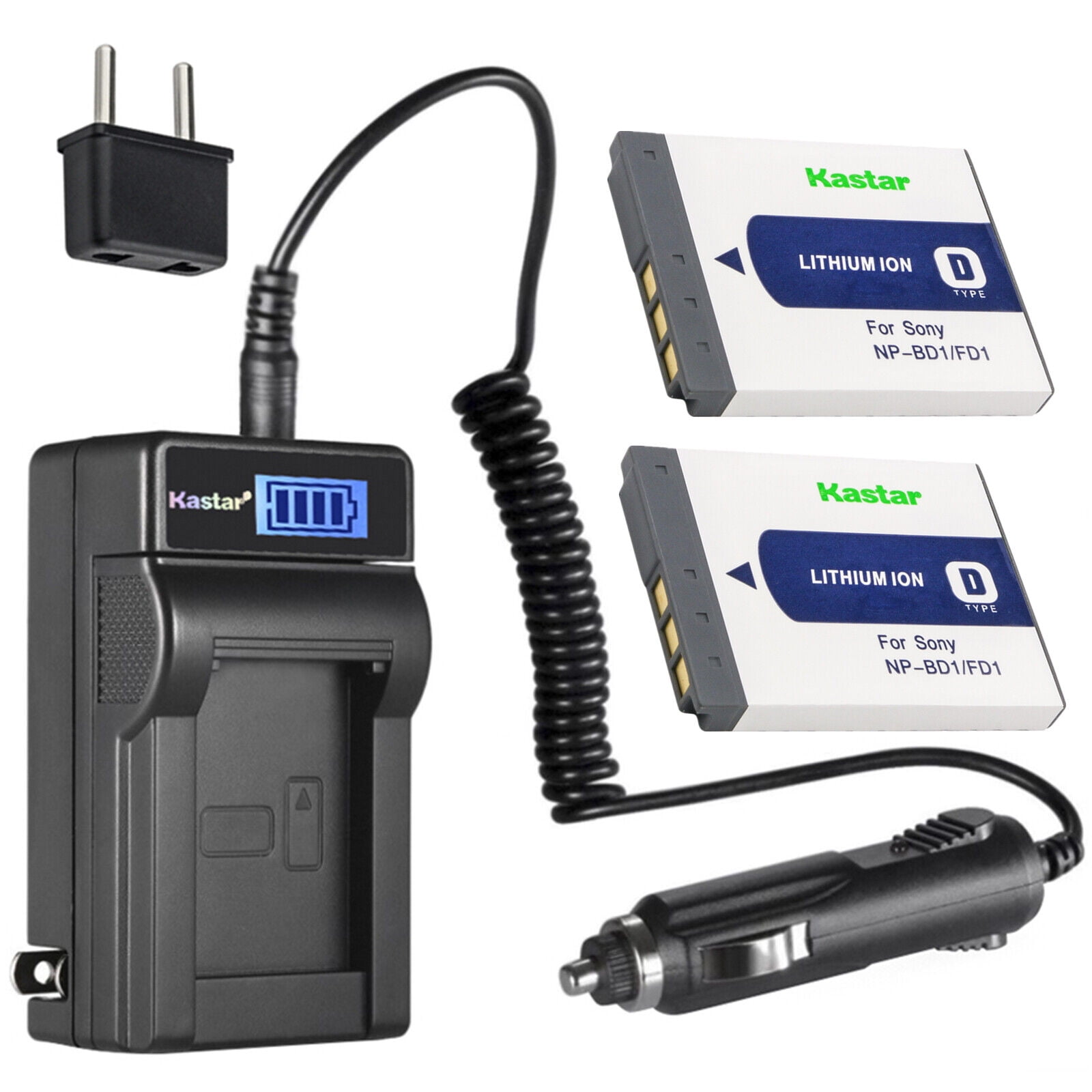 Kastar 2-Pack NP-BD1 Battery and LCD AC Charger Compatible with