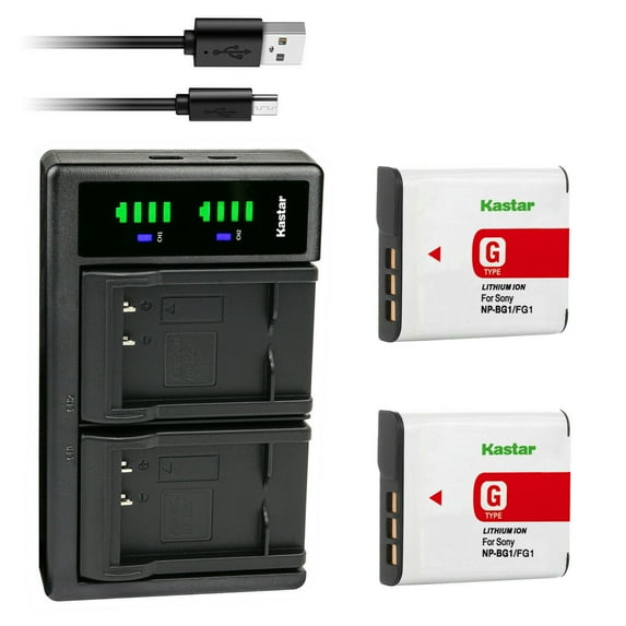 Kastar 2-Pack NP-BG1 Battery and LTD2 USB Charger Replacement for Sony NP-BG1, NP-FG1, G Type Battery, Sony BC-CSG, BC-CSGD, BC-CSGE Charger, Sony Cyber-shot DSC-WX1, Cyber-shot DSC-WX10 Camera
