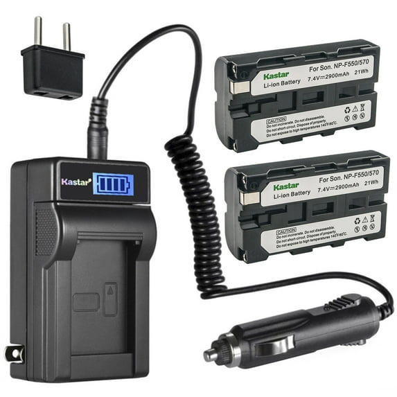 Kastar 2-Pack NP-F570 Battery and LCD AC Charger Compatible with Sony MVC-FD81 MVC-FD83 MVC-FD85 MVC-FD87 MVC-FD88 MVC-FD90 MVC-FD91 MVC-FD92 MVC-FD95 MVC-FD97 MVC-FDR1 MVC-FDR3 PBD-D50 PBD-V30