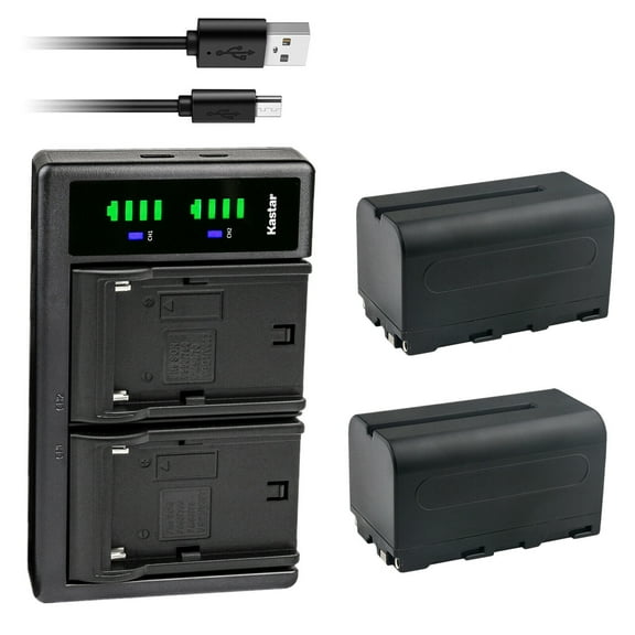 Kastar 2-Pack NP-F750 / NP-F770 Battery and LTD2 USB Charger Compatible with GVM GVM-1200D GVM-1300D GVM-1500D GVM Bi-Color Video Light GVM-480S GVM-520S GVM-560AS GVM-672S GVM-896S LED Video Light