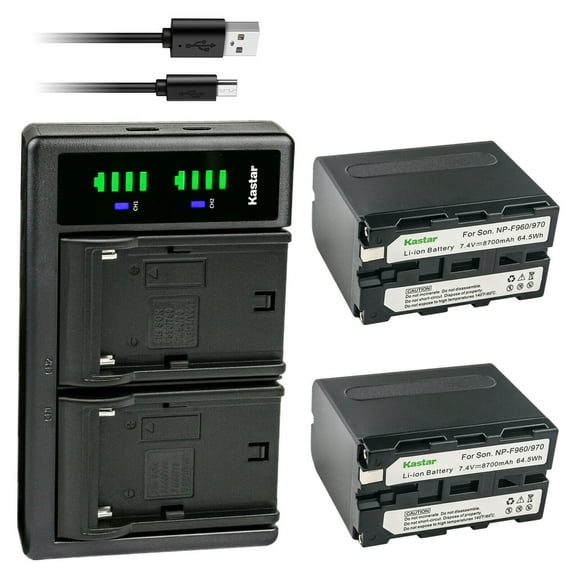 Kastar 2-Pack NP-F970 Battery and LTD2 USB Charger Compatible with Sony DCR-TRV203 DCR-TRV210 DCR-TRV220 DCR-TRV310 DCR-TRV315 DCR-TRV320 DCR-TRV410 DCR-TRV420 DCR-TRV49 DCR-TRV5 DCR-TRV510 Camera