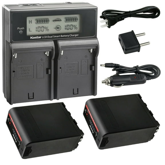 Kastar 2-Pack NP-F990EXP Battery and CH04 Dual Fast Charger Compatible with Sony DCR-TRV620 DCR-TRV7 DCR-TRV720 DCR-TRV735 DCR-TRV820 DCR-TRV9 DCR-TRV900 DCR-TV900 DCR-VX2001 DCR-VX2100 VX2100E Camera