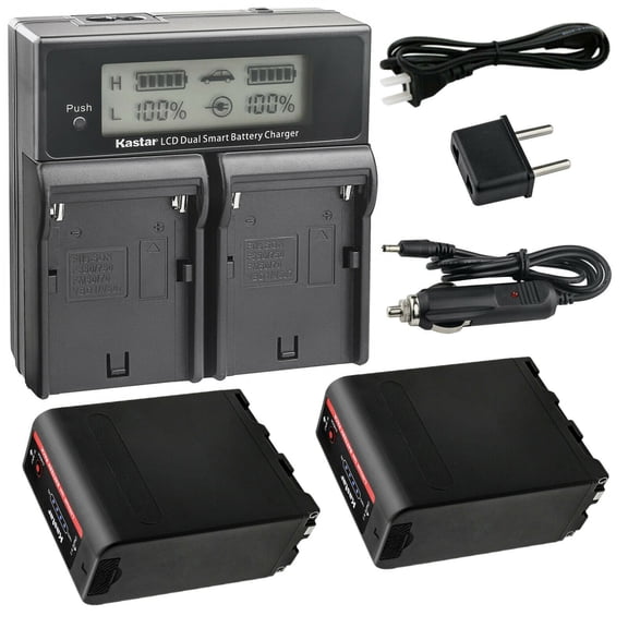 Kastar 2-Pack NP-F990EXP Battery and CH04 Dual Fast Charger Compatible with Z Cam E2 E2-M4 Professional 4K Cinematic Camera, Z Cam E2-S6 Super 35 6K Camera, Z Cam E2-F6 Full-Frame 6K Cinema Camera