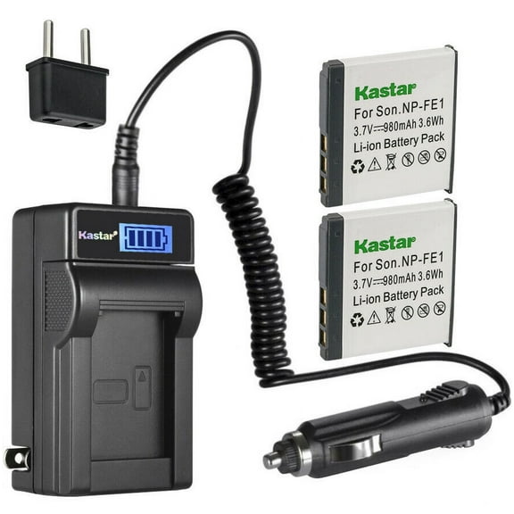 Kastar 2-Pack NP-FE1 Battery and LCD AC Charger Compatible with Sony NP-FE1 Battery, Sony BC-CS3 Charger, Sony Cyber-Shot DSC-T7, Cyber-Shot DSC-T7/B, Cyber-Shot DSC-T7/S Digital Cameras