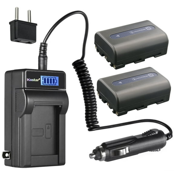 Kastar 2-Pack NP-FM50 Battery and LCD AC Charger Compatible with Sony DSR-PDX10 CCD-TRV730 CCD-TRV740 CCD-TRV748 DSC-F707 DSC-F717 DSC-F828 DSC-R1 Cameras