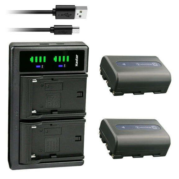 Kastar 2-Pack NP-FM50 Battery and LTD2 USB Charger Replacement for Sony DCR-TRV330, DCR-TRV340, DCR-TRV350, DCR-TRV355, DCR-TRV360, DCR-TRV380, DCR-TRV430, DCR-TRV460, DCR-TRV480, DCR-TRV530 Camera