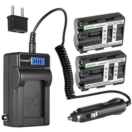 Kastar 2-Pack NP-FM500 Battery and LCD AC Charger Compatible with Sony DSLR-A900B, Alpha a57 a57, SLT-A57, SLT-A57K, SLT-A57M, SLT-A57Y, Alpha a58 a58, SLT-A58, SLT-A58V, Alpha a65 a65, SLT-A65 Camera