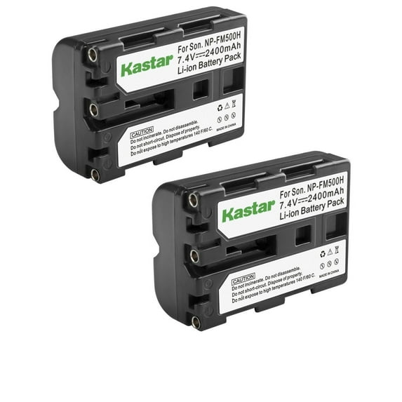 Kastar 2-Pack NP-FM500H Battery 7.4V 2400mAh Replacement for Sony NP-FM500 NP-FM500H Battery, BC-VM10 Charger, α200 α300 α350 α450 α500 α550 α560 α580 α700 α850 α900 α57 α58 α65 α68 α77 α99 Camera