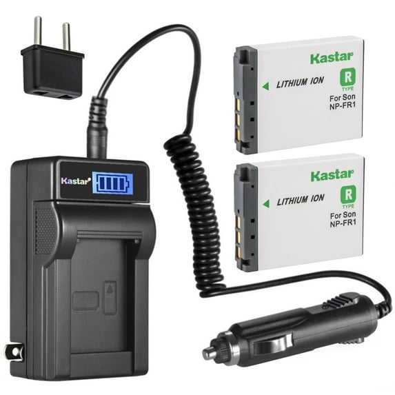 Kastar 2-Pack NP-FR1 Battery and LCD AC Charger Compatible with Sony Cyber-Shot DSC-P200/R, Cyber-Shot DSC-P200/S, Cyber-Shot DSC-T30, Cyber-Shot DSC-T30/B, Cyber-Shot DSC-T30S