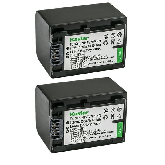 Kastar 2-Pack NP-FV70 Battery Replacement for Sony NEX-VG10, NEX-VG20, NEX-VG30, NEX-VG900, HXR-MC50, HXR-MC88, HXR-NX30, HXR-NX70, HXR-NX80, PXW-Z90V, PXW-X70, DCR-PJ5, DCR-SR10, DCR-SR15 Camera