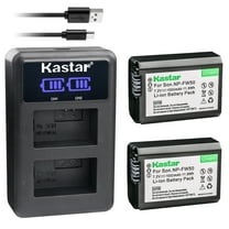 Kastar 2-Pack NP-FW50 Battery and LED2 USB Charger Compatible with Sony SLT-A33, SLT-A35, SLT-A37, SLT-A55, ZV-E10, Cyber-shot DSC-RX10, Cyber-shot DSC-RX10 II, Cyber-shot DSC-RX10M2 Camera