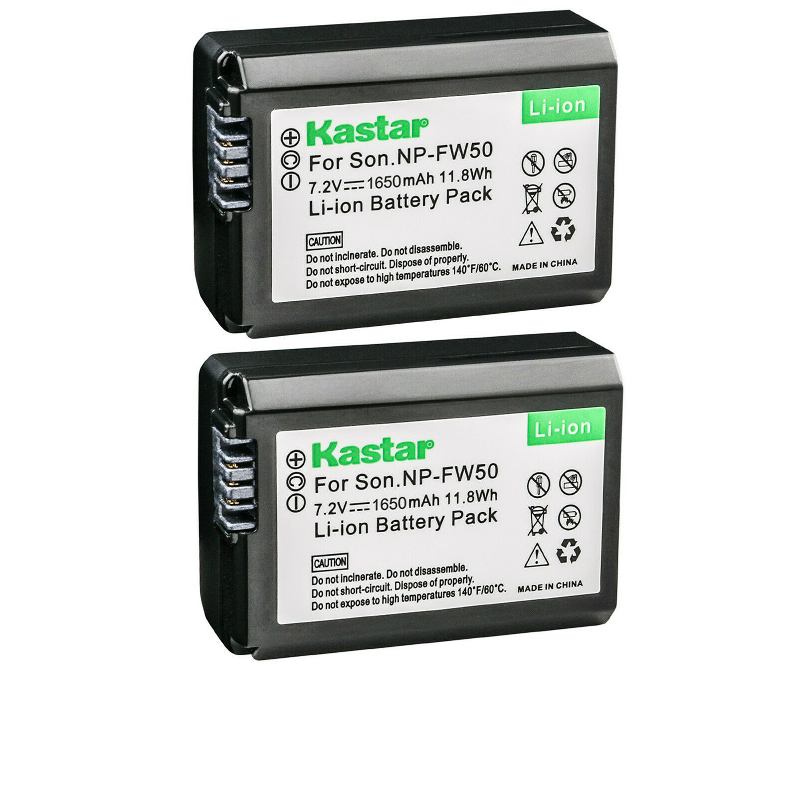 Kastar 2-Pack NP-FW50 Battery Replacement for Sony a6000, ILCE-6100, alpha α6100, ILCE-6300, α6300, a6300, ILCE-6400, α6400, a6400, ILCE-6500,, a6500, ILCE-7 Camera - image 1 of 3