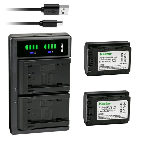 Kastar 2-Pack NP-FZ100 Rechargeable Battery and LTD2 USB Charger Replacement for Sony A7C II Mirrorless Camera, α7C II Mirrorless Camera, Sony A7CR Mirrorless Camera, α7CR Mirrorless Camera