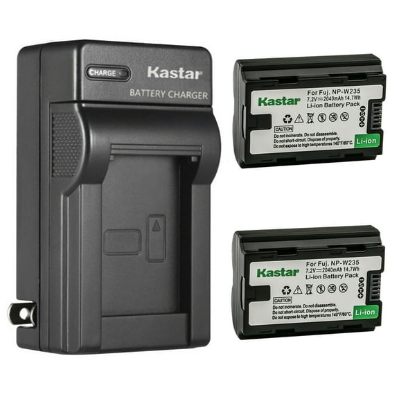 Kastar 2-Pack NP-W235 Battery and AC Wall Charger Replacement for Fujifilm NP-W235 Battery, Fujifilm BC-W235 Battery Charger, Fujifilm X-T5 Mirrorless Camera, Fujifilm X-S20 Mirrorless Camera