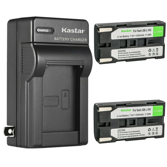Kastar 2-Pack SB-L160 Battery and AC Wall Charger Replacement for Samsung SB-L110A SBL110A , SB-L160 SBL160, SB-L320 SBL320, SB-L480 SBL480 Battery, Medion MD9014 VP-SCD55 VPL600 VPL700 VPL800 VPL900