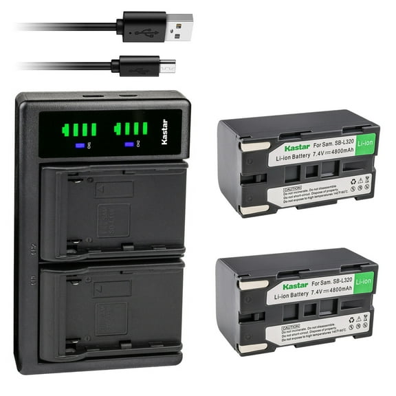 Kastar 2-Pack SB-L320 Battery and LTD2 USB Charger Replacement for Samsung VP-L900, VP-L906, VP-L907, VP-L907i, VP-M50, VP-M51, VP-M52, VP-M53, VP-M54, VP-W60, VP-W60B, VP-W61, VP-W61D, VP-W63